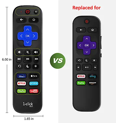 1-ClickTech Remote For Roku TV /for Roku BOX/ Express/4K+/Ultra/HD/4/3/2/1 • $12.99