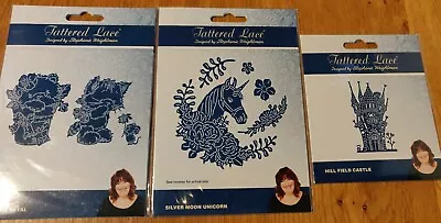 3 Brand New Tattered Lace Die Cutters Kitten Mouse Unicorn Fairy Castle • £10