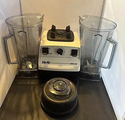 Vitamix Super 5000 Blender-Wet/Dry 2 Containers White Clean Working Condition • $150