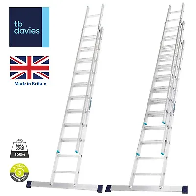 TB Davies EN131 Professional Aluminium Extension Ladders Inc Stabiliser Bars • £145.79