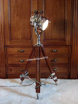 Authentic Designer Spot Searchlight With Floor Nautical Marine Tripod Stand Lamp • $242