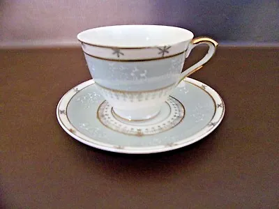 $10.36 • Buy China Teacup & Saucer Set With Gray Bands (Unmarked) 