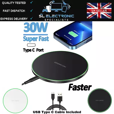 Wireless Charger 30W Fast  Charging Pad For Apple IPhone & Samsung UK 2024 HOT • £6.39