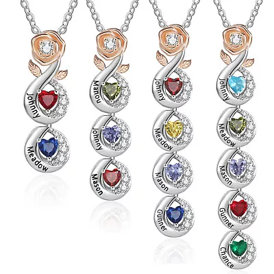 Personalize Women Flower Necklace Name Birthstone Gift Mothers Grandma Jewelry • $16.99