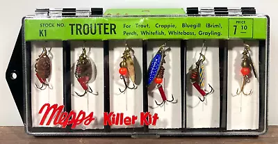 NOS Vintage MEPPS Killer K1 TROUTER Kit 6 FISHING LURES Trout Treble Hooks Perch • $34.99