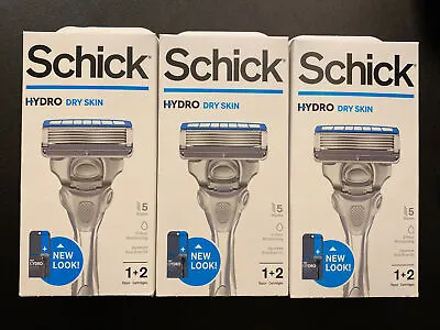 Lot 3 Schick HYDRO Dry Skin Men Razors 1 Handle + 2 Cartridges Each • $20.99
