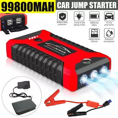 $58.65 • Buy 99800mAh Car Jump Starter Portable Booster 12V Battery Charger Power Bank Camp
