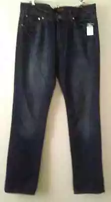 Carbon Slim Fit Jeans Men Blue Low Rise Pants Pocket Straight Leg Zipper 34x34 • $23