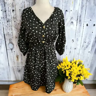 NEW Mimi Chica Women's Black And White Women's 3/4 Sleeve Dress Gold Buttons SM • $16