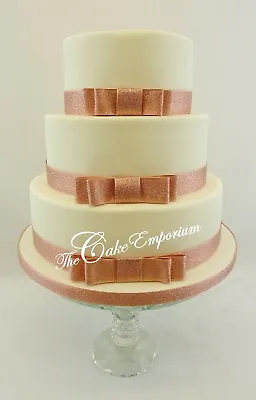 £2.49 • Buy Rose Gold Wedding Cake Bow & Ribbon Sets Cake Topper Options Diamante Mr & Mrs 