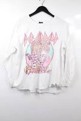 Def Leppard Top Size 18 Womens Hysteria Logo White Printed Long Sleeve T Shirt • $26.90