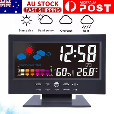 Digital Led Alarm Clock LCD Display Time Temperature Weather Calendar Date Snooz • $18.90