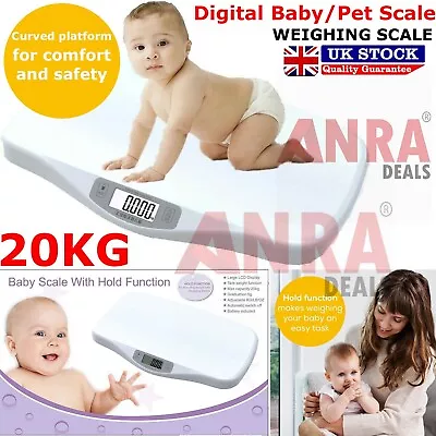 20kg Electronic Baby Weighing Scales Infant Pet Bathroom Toddler Body Digital UK • £32.30