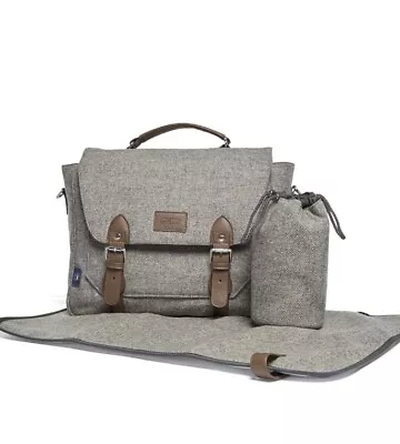 Mamas And Papas GREY Abraham Moon Tweed Baby Nappy Changing Bag Satchel Rucksack • £90