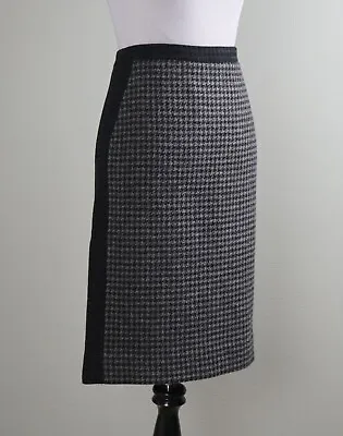 J.CREW $128 Houndstooth 100% Wool Colorblock Lined Pencil Skirt Size 6 • $29.99