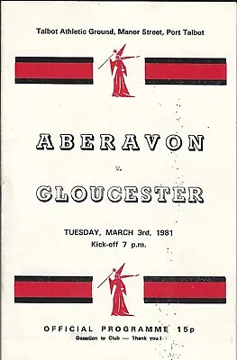 Aberavon v Gloucester  3 Mar 1981 RUGBY PROGRAMME • £4.99