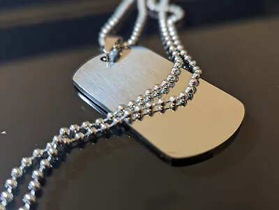 Stainless Steel Dog Tag Blank Pendant Necklace UK • £9.99