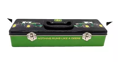 John Deere Licensed 11  X 3 3/4  Tin Utility/Toolbox • $14.99