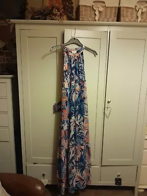 Long Blue Patterned Maxi Dress Size 12 Pre-owned • £7.99