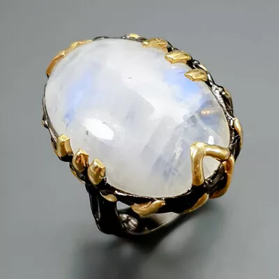 Unique Jewelry 20 Ct Moonstone Ring 925 Sterling Silver Size 8.5 /R340634 • $23.99