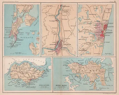 $85.05 • Buy Bombay Calcutta Madras Hong Kong Singapore. Asian Cities. BARTHOLOMEW 1893 Map