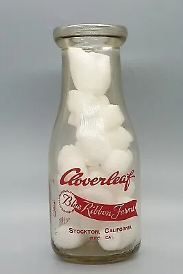 Vintage 12oz Milk Bottle Cloverleaf Blue Ribbon Farms Stockton CA • $16