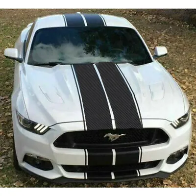 Carbon Fiber Body Hood Rear Trunk Racing Rally Stripes Decals For Ford Mustang  • $82.62