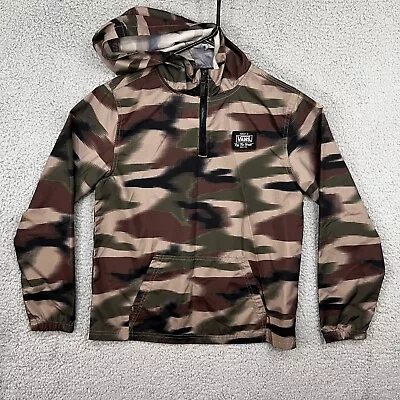 Vans Camo Quarter Zip Windbreaker Hoodie Youth Boy Medium Anorak Jacket Pocket • £20.10