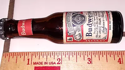 Vintage Mini BUDWEISER BEER BOTTLE SALT Or PEPPER Shaker 3-7/8  EMPTY No Reserve • $7