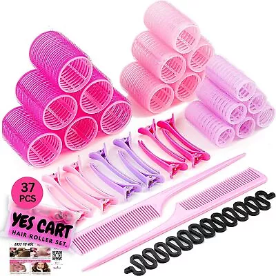 37 Pcs Hair Rollers With Clips Velcros Rollers For Hair Curlers Rollers • £10.59