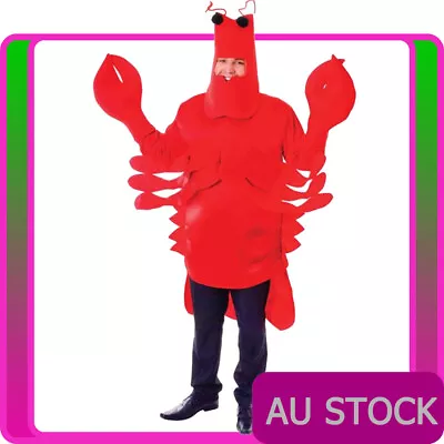 Unisex Red Lobster Costume Funny Mens Monster Sea Animal Stag Night Fancy Dress • $44.64