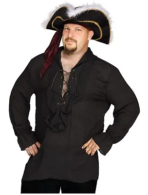 Swashbuckler Pirate Vampire Shirt Adult Costume Accessory Black Plus Size • $12.99