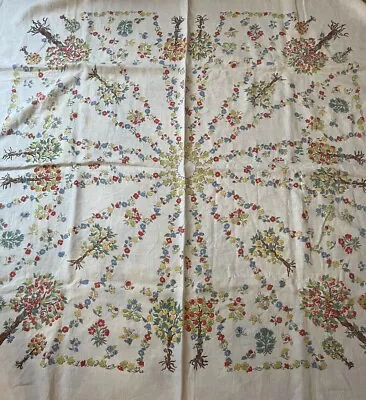 Vintage Linen Fruit Trees Hardy Craft Tablecloth RARE • $24.99