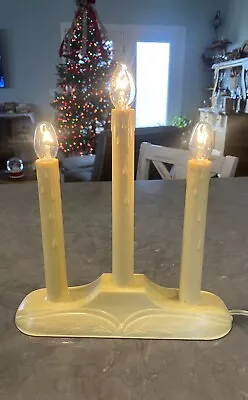 Vintage Christmas Wax Candle Stick 3 Bulb Candelabra Style Window Light 10  • $14.95