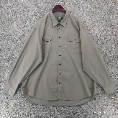 Cabelas Shirt Mens 2XL Tall Brown Long Sleeve Button Hiking Outdoor Fishing • $16.17