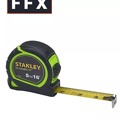 Stanley STHT30602 -1 Hi Viz Tylon Tape Measure 5m 16ft 306021 Metric Imperial  • £6.37