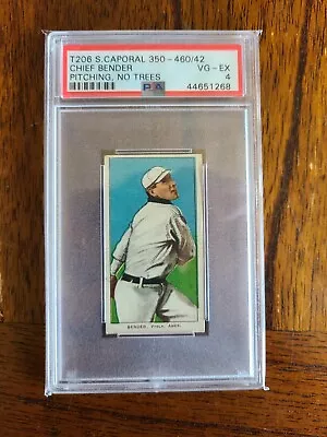 1909 T206 Sweet Caporal 350-460/42 Chief Bender Pitching No Trees PSA 4 HOF Rare • $500