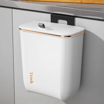 9L Wall Mount Waste Bin Kitchen Cabinet Door Cupboard Hanging Trash Can With Lid • £9.95
