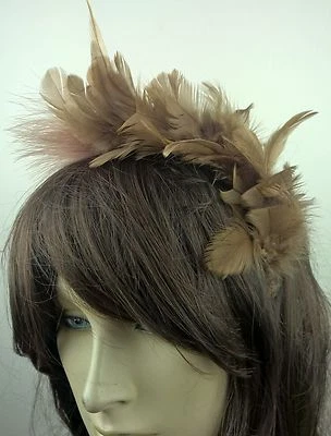 £2.90 • Buy Brown Feather Headband Fascinator Hair Band Wedding Bridal Race Party Ascot