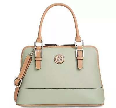 GIANI BERNINI Saffiano Faux-leather Dome Satchel Crossbody Bag -LOUISIANA GREEN • $40