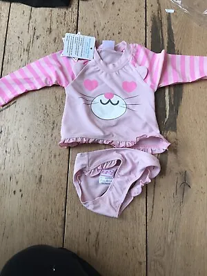 Miss Glitter Pink Cat Uv Protection Swim Top Pants 1 Year 12 Months • £8.99