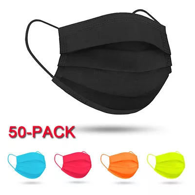 50/100 PCS Protective Disposable 4-Ply Bright Colored Face Mask Cover US Stock • $5.88