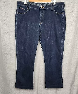 Wrangler Q-Baby Stretch Blue Jeans Womans 40  Waist Hemmed 28'' Inside Leg • $25.77