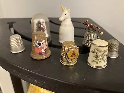 Thimbles Lot Of 8 Vintage Assorted Porcelain Ceramic Wood Metal - Collection • $5.25