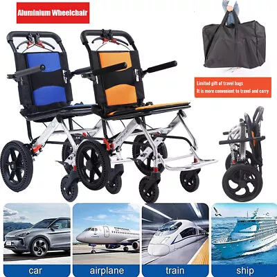 Folding Wheelchairs Travel Wheelchair Handbrake Ultra-Light Wheelchair Portable • $279.89