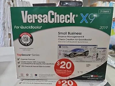 2019 VersaCheck X9  For Quickbooks - 3 User License Checks Business New Sealed • $49