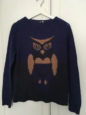 £24 • Buy White Stuff Jumper Size UK 12 Blue Grey Owl Alpaca Soft Knit Cosy Winter