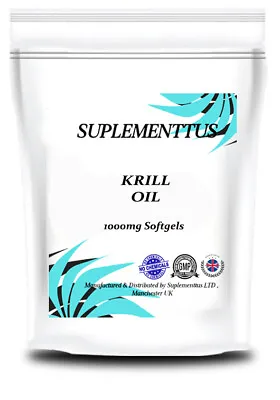 Krill Oil 1000mg NON VEG Softgels Natural Supplement - Suplementtus UK Manufact • £24.99