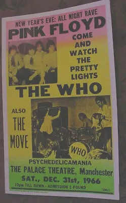 $34.99 • Buy PINK FLOYD SYD BARRETT THE WHO 60'S 1966 Tour CONCERT POSTER ART David Gilmore 