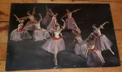 VINTAGE OIL ON BOARD BALLERINA BALLET DANCE PAINTING MID CENTURY 36 X24  • $375